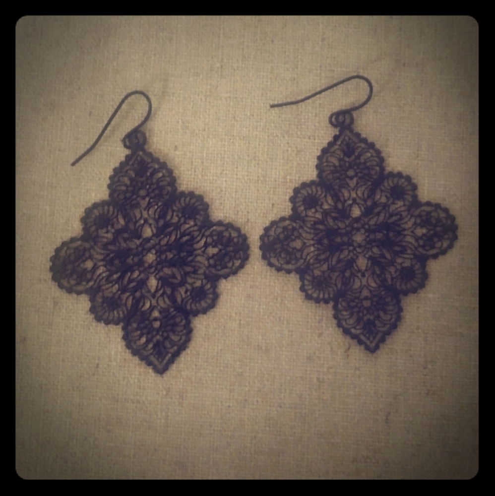 Black Stylish Lace Earrings